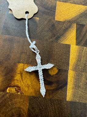 Pave Crystal Cross Pendant - .925 Silver